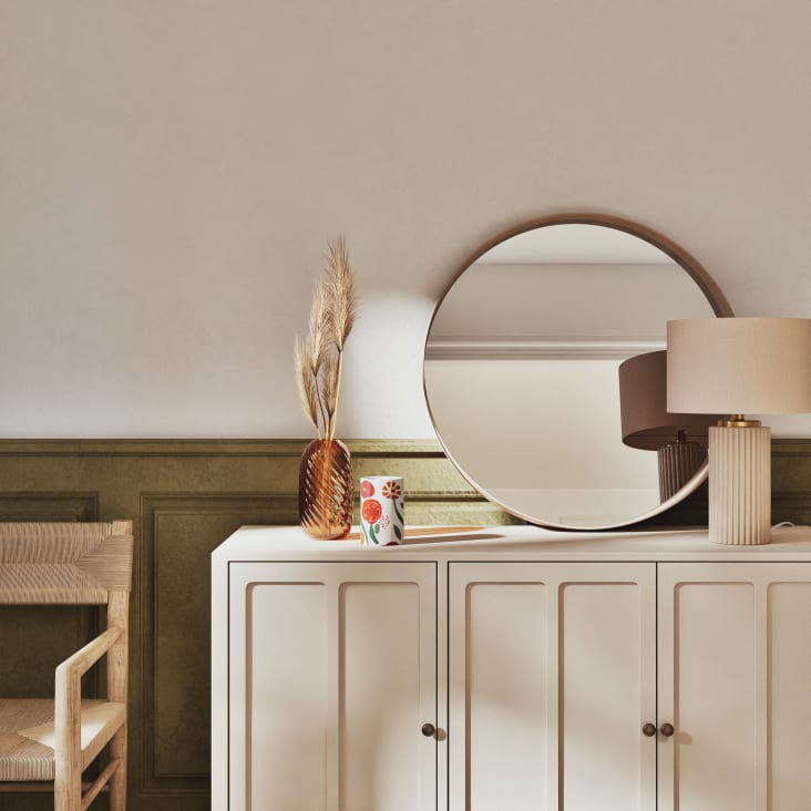 Cerona Keramische Tafellamp – Ribbelstructuur en Stoffen Kap in Tijdloos Design