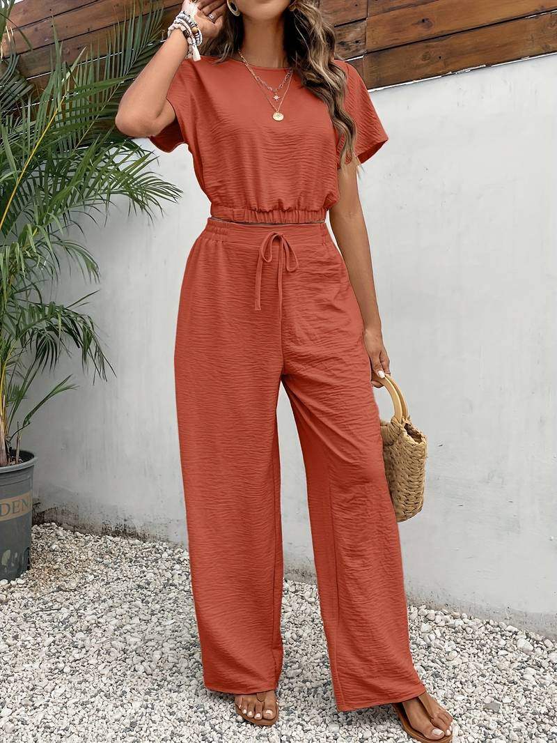 Emma | Stijlvolle Casual Set met Crop Top en Wijde Broek 2