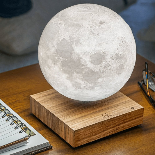 Lunora Zwevende Maanlamp – Magnetische 3D Maanlamp met Houten Voet en LED Verlichting
