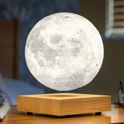 Lunora Zwevende Maanlamp – Magnetische 3D Maanlamp met Houten Voet en LED Verlichting