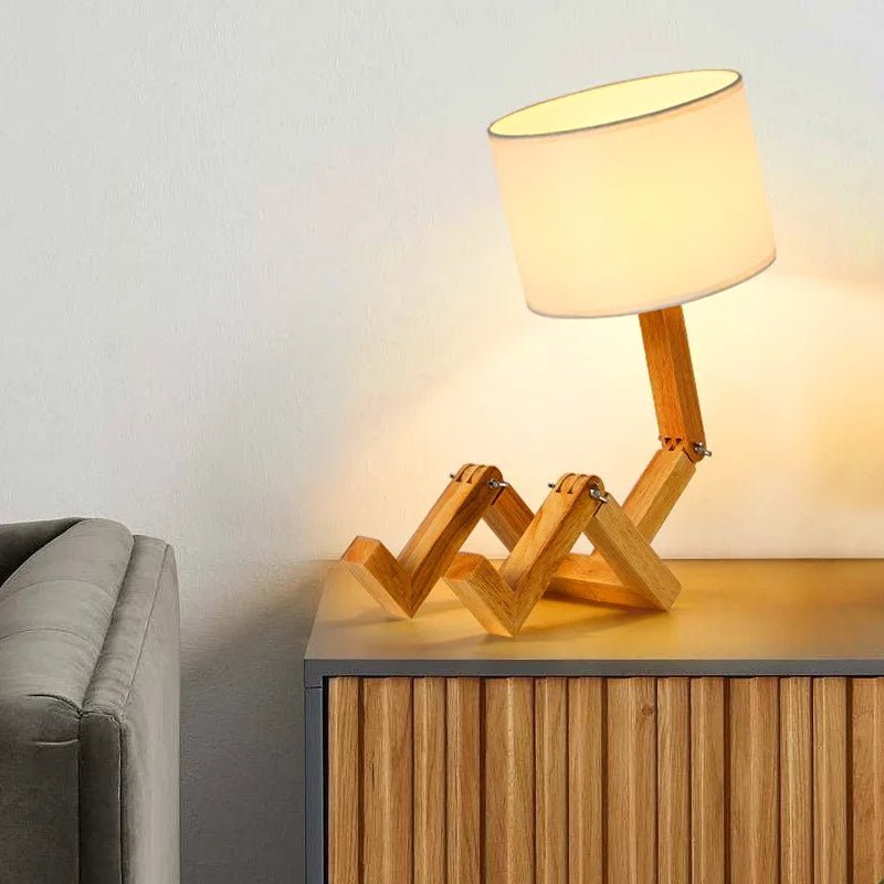 Scandinavische Tafellamp – Minimalistisch Design met Stoffen Kap, Moderne Woonkamer- of Slaapkamerlamp in Crème of Wit, Tijdloze Elegantie
