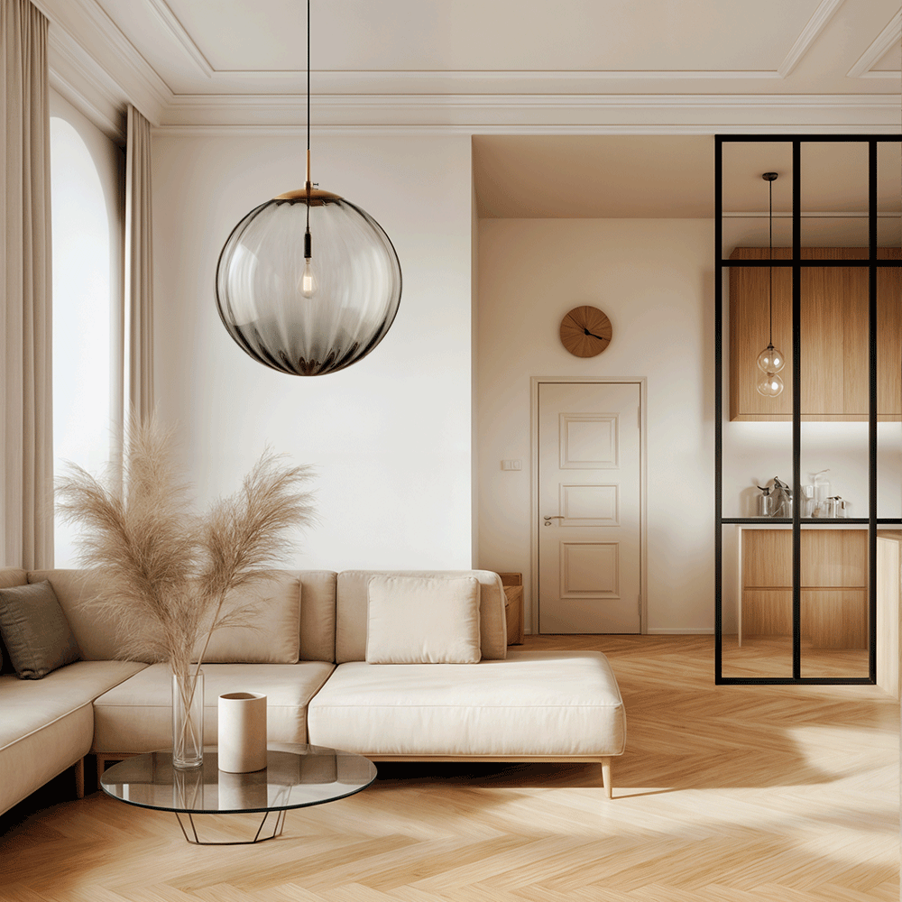 Glazen Hanglamp Lumora – Elegante LED Pendellamp met Warm Licht & Modern Design, Voor Woonkamer, Eetkamer of Slaapkamer, Verkrijgbaar in 2 Formaten