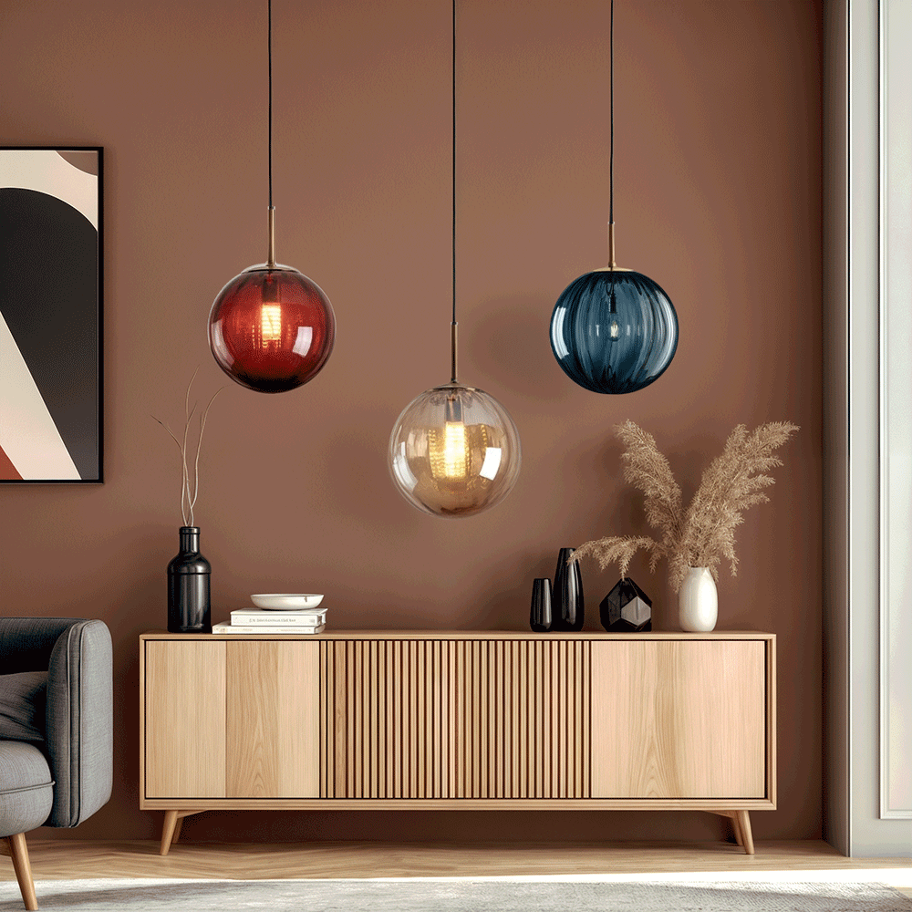 Glazen Hanglamp Lumora – Elegante LED Pendellamp met Warm Licht & Modern Design, Voor Woonkamer, Eetkamer of Slaapkamer, Verkrijgbaar in 2 Formaten
