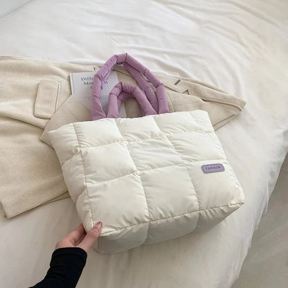 Gewatteerde Tote Tas – Luxe Nylon Dames Tas met Ruime Indeling & Tijdloos Design