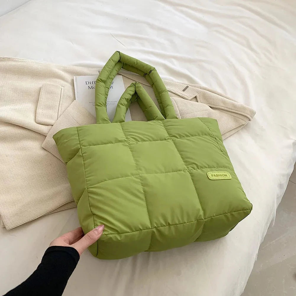 Gewatteerde Tote Tas – Luxe Nylon Dames Tas met Ruime Indeling & Tijdloos Design