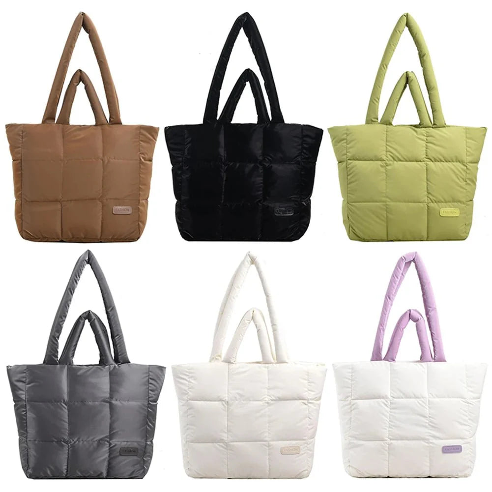 Gewatteerde Tote Tas – Luxe Nylon Dames Tas met Ruime Indeling & Tijdloos Design