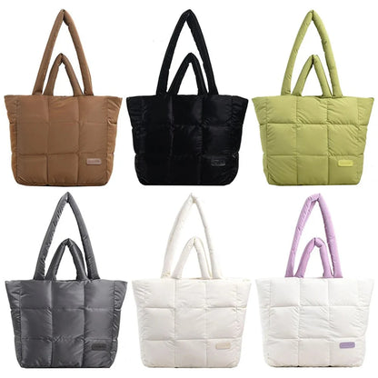 Gewatteerde Tote Tas – Luxe Nylon Dames Tas met Ruime Indeling & Tijdloos Design