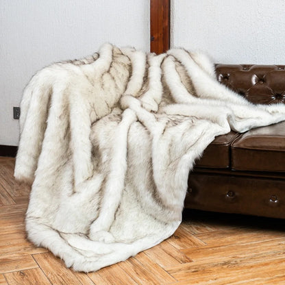 Luxueuze Imitatiebont Deken – Zachte Faux Vossenbont Plaid voor Bed of Bank