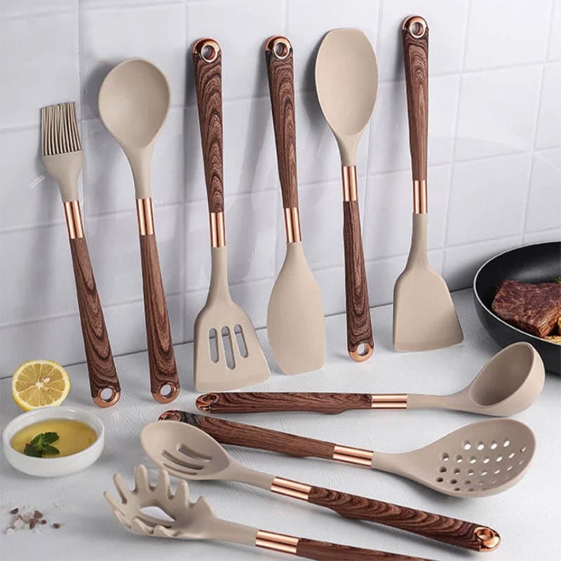 Silikonen keukengerei set 10-delig – Hittebestendig, Duurzaam & Luxe Ontwerp