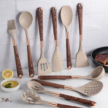 Silikonen keukengerei set 10-delig – Hittebestendig, Duurzaam & Luxe Ontwerp