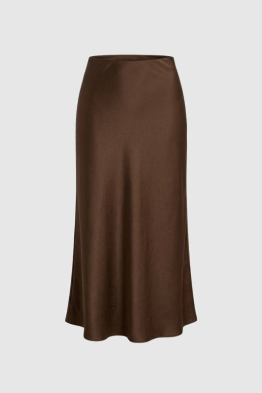 Dames midi rok – A-lijn, hoge taille, vloeiend, werk & casual