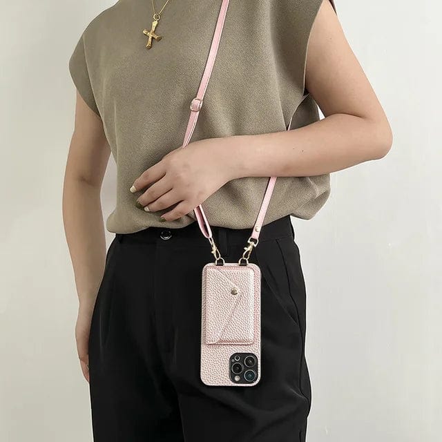 Telefoonhoes met Schouderband – Luxe PU-Leren Crossbody Hoesje met Pasjeshouder & Verstelbare Riem