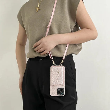 Telefoonhoes met Schouderband – Luxe PU-Leren Crossbody Hoesje met Pasjeshouder & Verstelbare Riem
