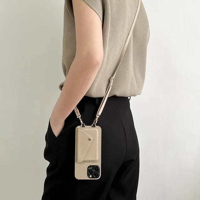 Telefoonhoes met Schouderband – Luxe PU-Leren Crossbody Hoesje met Pasjeshouder & Verstelbare Riem