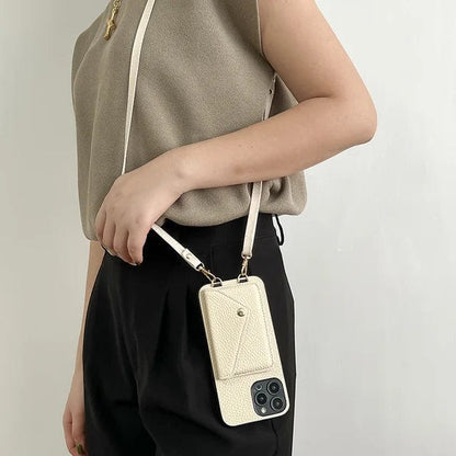 Telefoonhoes met Schouderband – Luxe PU-Leren Crossbody Hoesje met Pasjeshouder & Verstelbare Riem