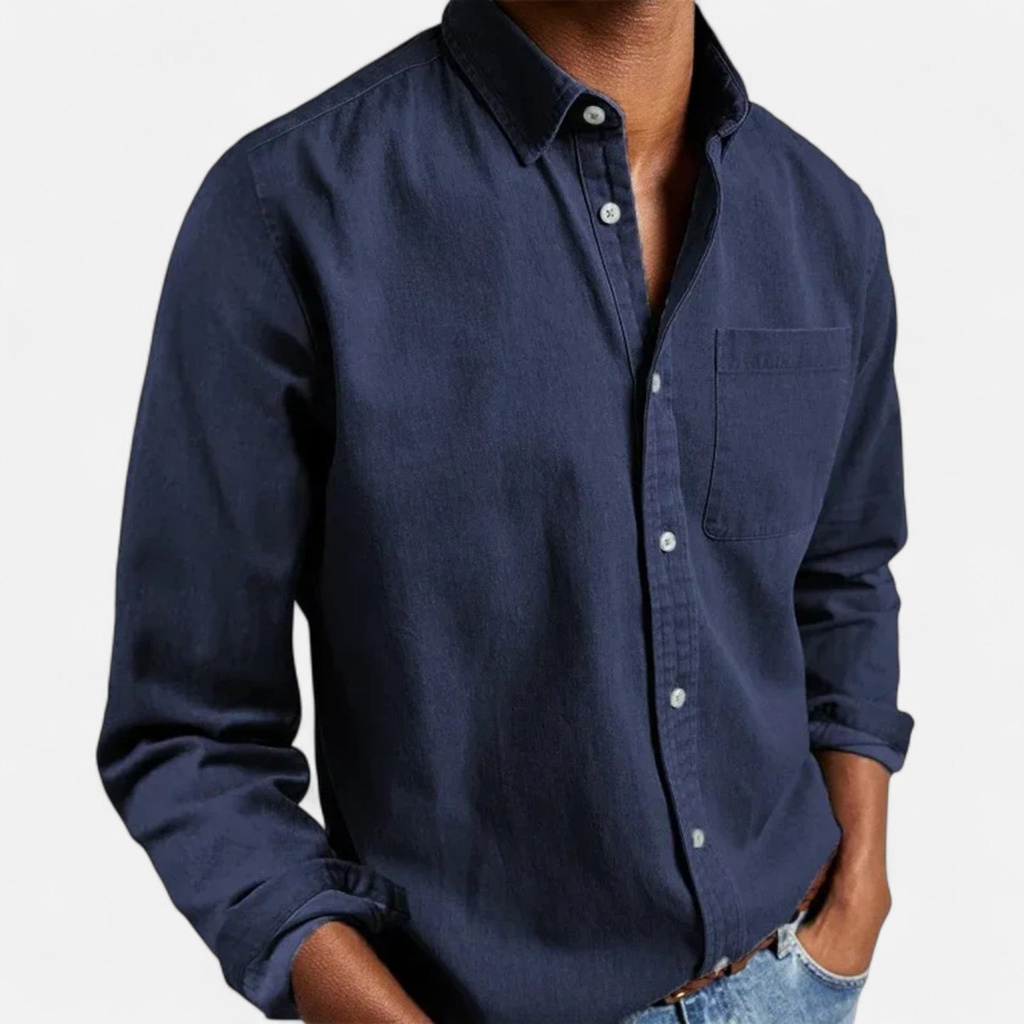 Heren Effen Langarmshirt