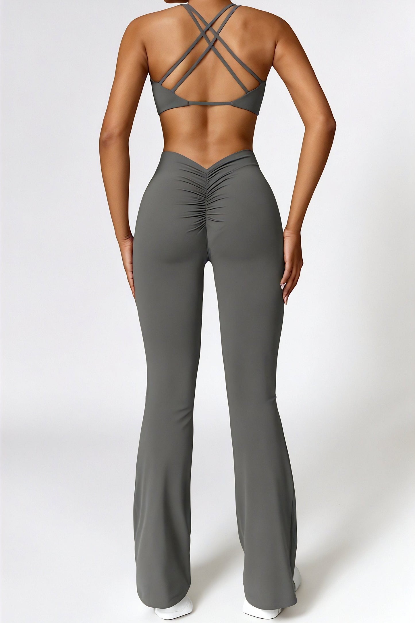Dames set – flare legging en twist crop top, stretch en comfortabel