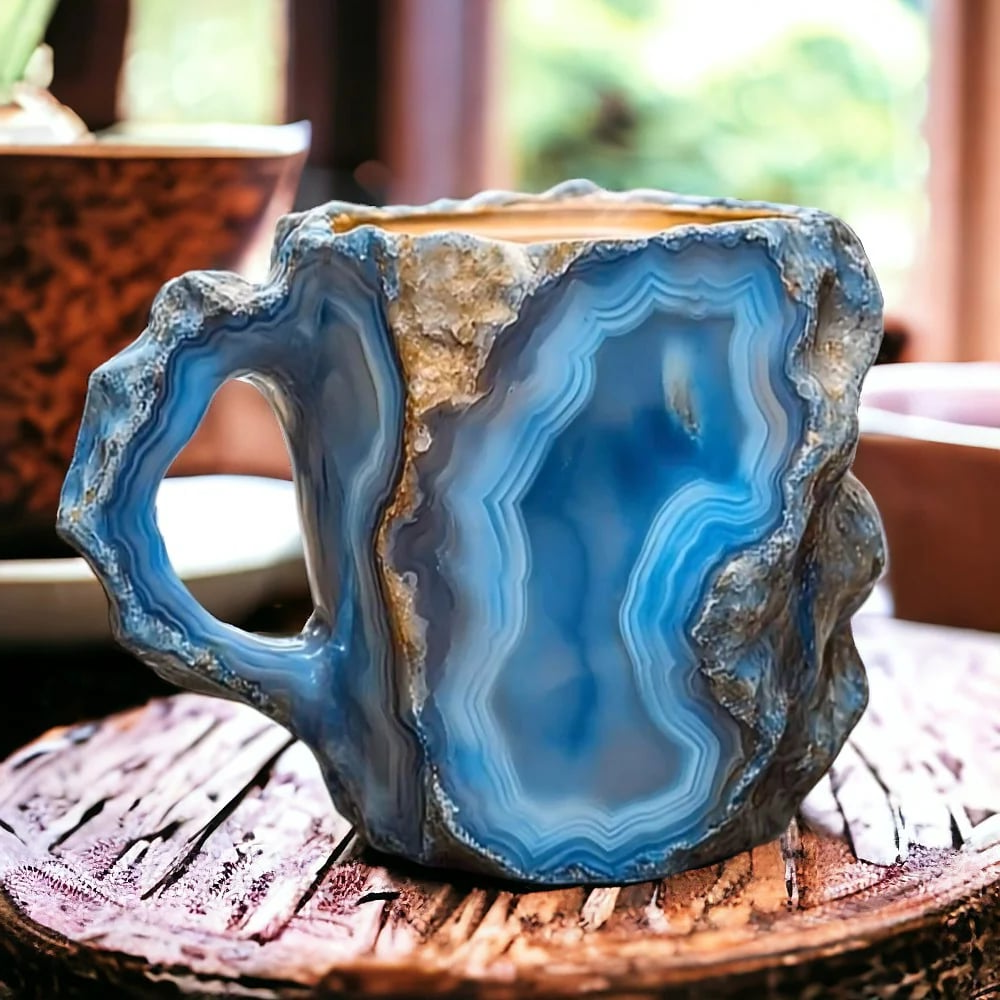 Kristallen Koffiemok van 300 ml – Uniek Design met Steenstructuur in Diverse Kleuren