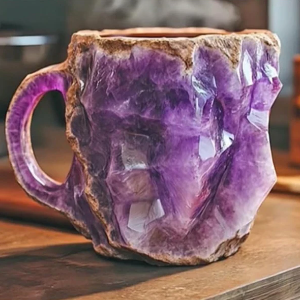Kristallen Koffiemok van 300 ml – Uniek Design met Steenstructuur in Diverse Kleuren