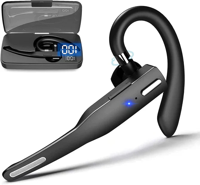 Bluetooth 5.1 Headset met Dual Microfoon & Noise Cancelling – Draadloos Oortje met Lange Accuduur voor Handsfree Bellen | Zwart