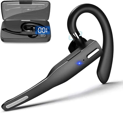 Bluetooth 5.1 Headset met Dual Microfoon & Noise Cancelling – Draadloos Oortje met Lange Accuduur voor Handsfree Bellen | Zwart