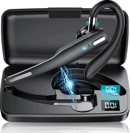 Bluetooth 5.1 Headset met Dual Microfoon & Noise Cancelling – Draadloos Oortje met Lange Accuduur voor Handsfree Bellen | Zwart
