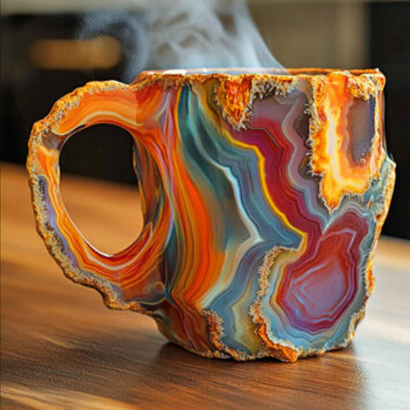 Kristallen Koffiemok van 300 ml – Uniek Design met Steenstructuur in Diverse Kleuren