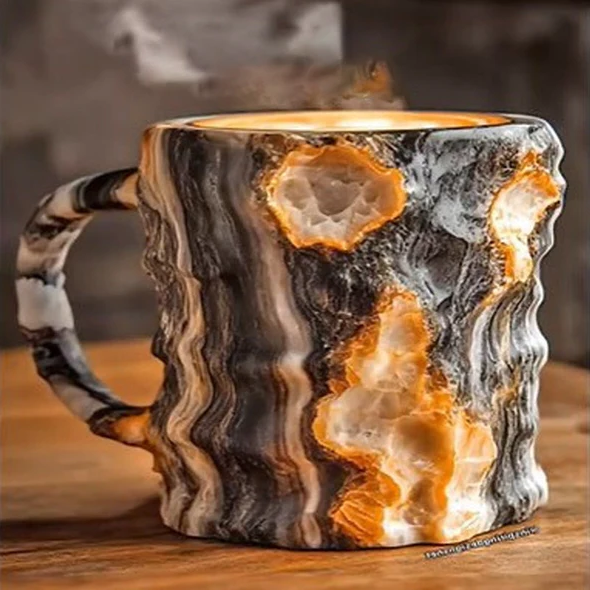 Kristallen Koffiemok van 300 ml – Uniek Design met Steenstructuur in Diverse Kleuren