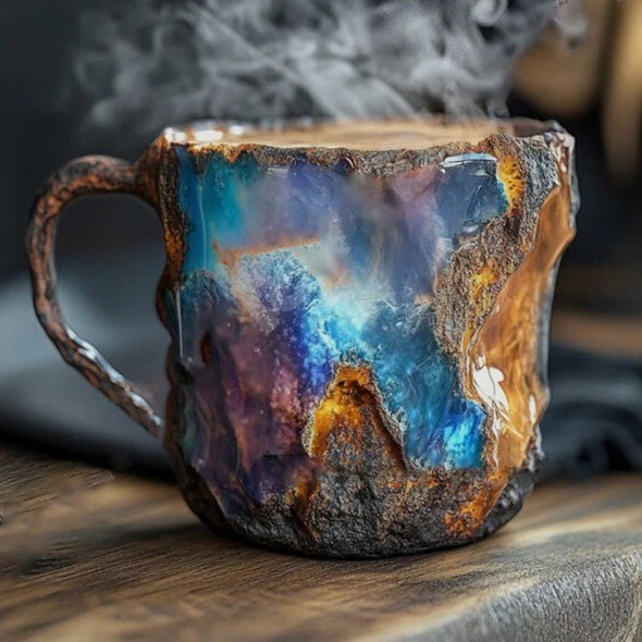 Kristallen Koffiemok van 300 ml – Uniek Design met Steenstructuur in Diverse Kleuren