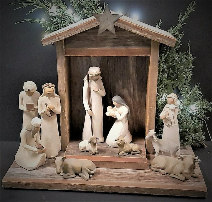 20-delige Kerststal Set – Handgemaakte Houten Stal met Figuurtjes | Kerstdecoratie Religieus & Klassiek