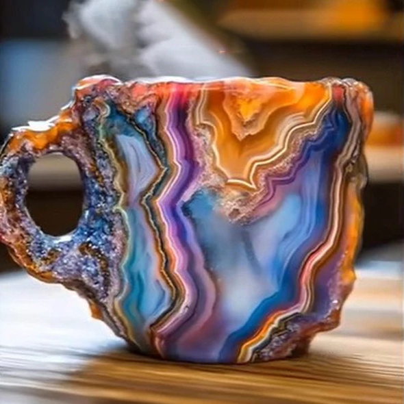 Kristallen Koffiemok van 300 ml – Uniek Design met Steenstructuur in Diverse Kleuren