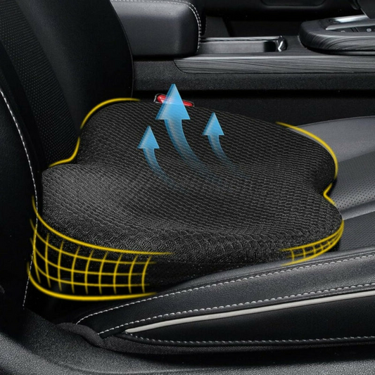 Autostoelverhoger met Memory Foam – Zitkussen van 9 cm Hoog voor Kleinere Bestuurders | Ergonomisch & Ademend – Zwart, Rood, Beige of Bruin