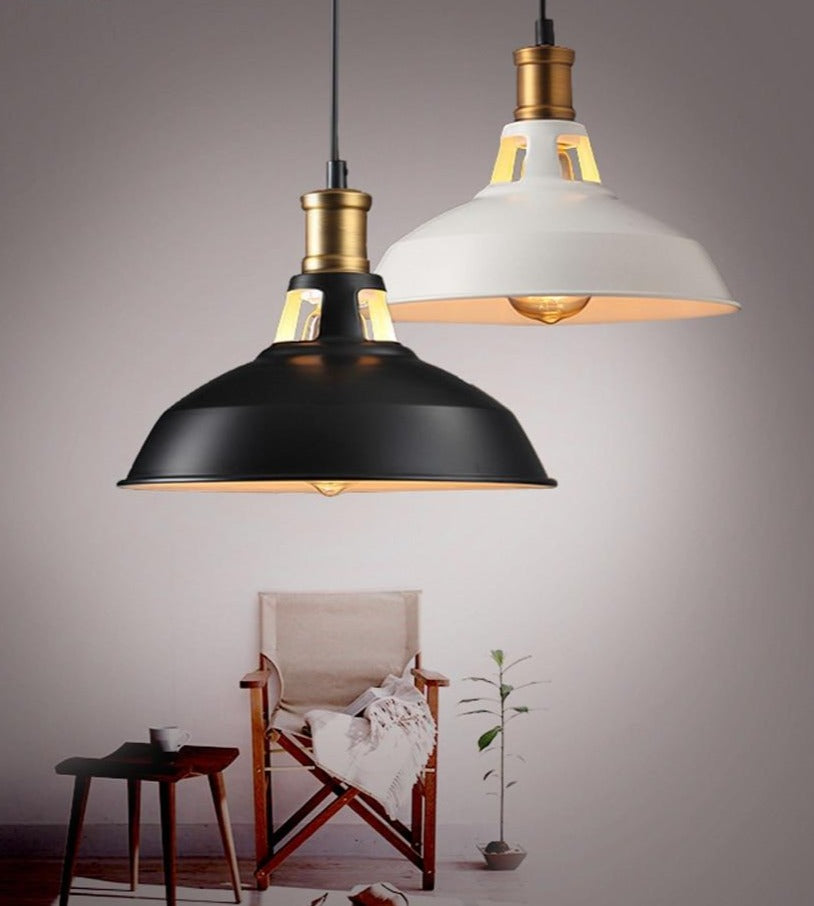 Noirlo Vintage Metalen Hanglamp – Verstelbare Industriële Lamp met Zwart of Wit Design