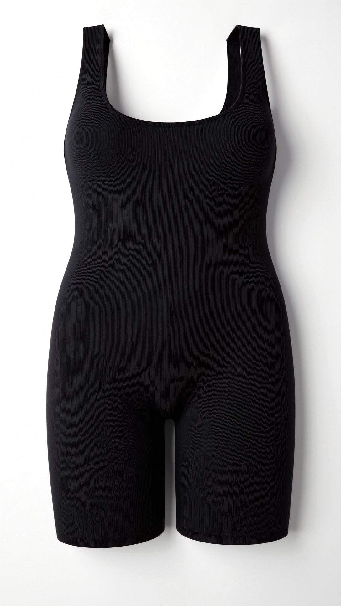 Geribbelde bodysuit met vierkante halslijn en slip-achtige onderkant