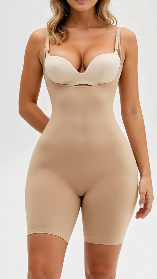 Naadloze open-borst bodysuit met billenliftend effect voor een strak silhouet