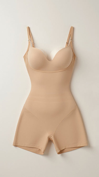Naadloze open-borst bodysuit met billenliftend effect voor een strak silhouet