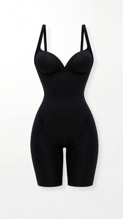 Naadloze open-borst bodysuit met billenliftend effect voor een strak silhouet