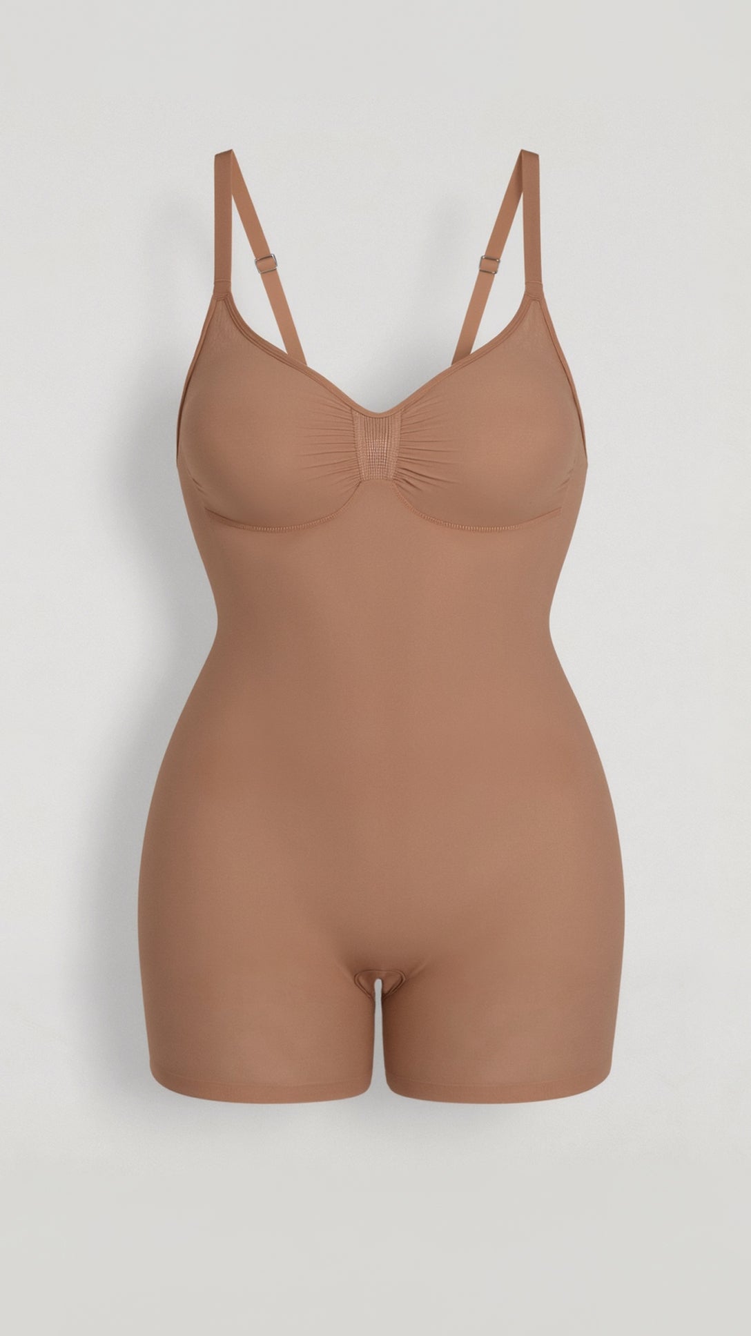 Naadloze bodysuit tot halverwege de dij - Gladde, strak silhouet