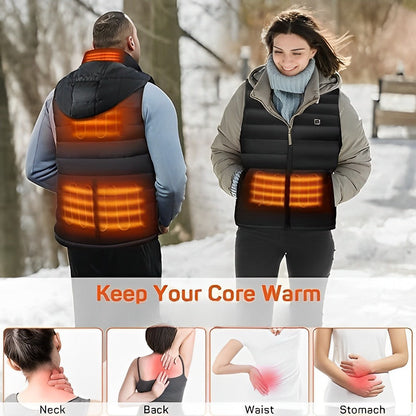 Verwarmd Bodywarmer Deluxe – USB Oplaadbaar Warmtevest voor Heren & Dames met Powerbank | 4 Warmtezones & 3 Warmtestanden – Zwart
