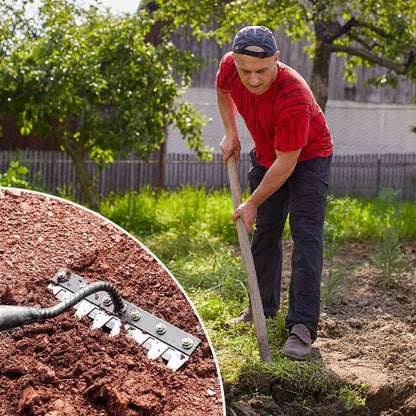 Tuinhark met Verwisselbare Kop – Carbonstalen Rake voor Onkruid, Bladeren & Grondbewerking | 5-8 Tanden, Compact & Roestvrij