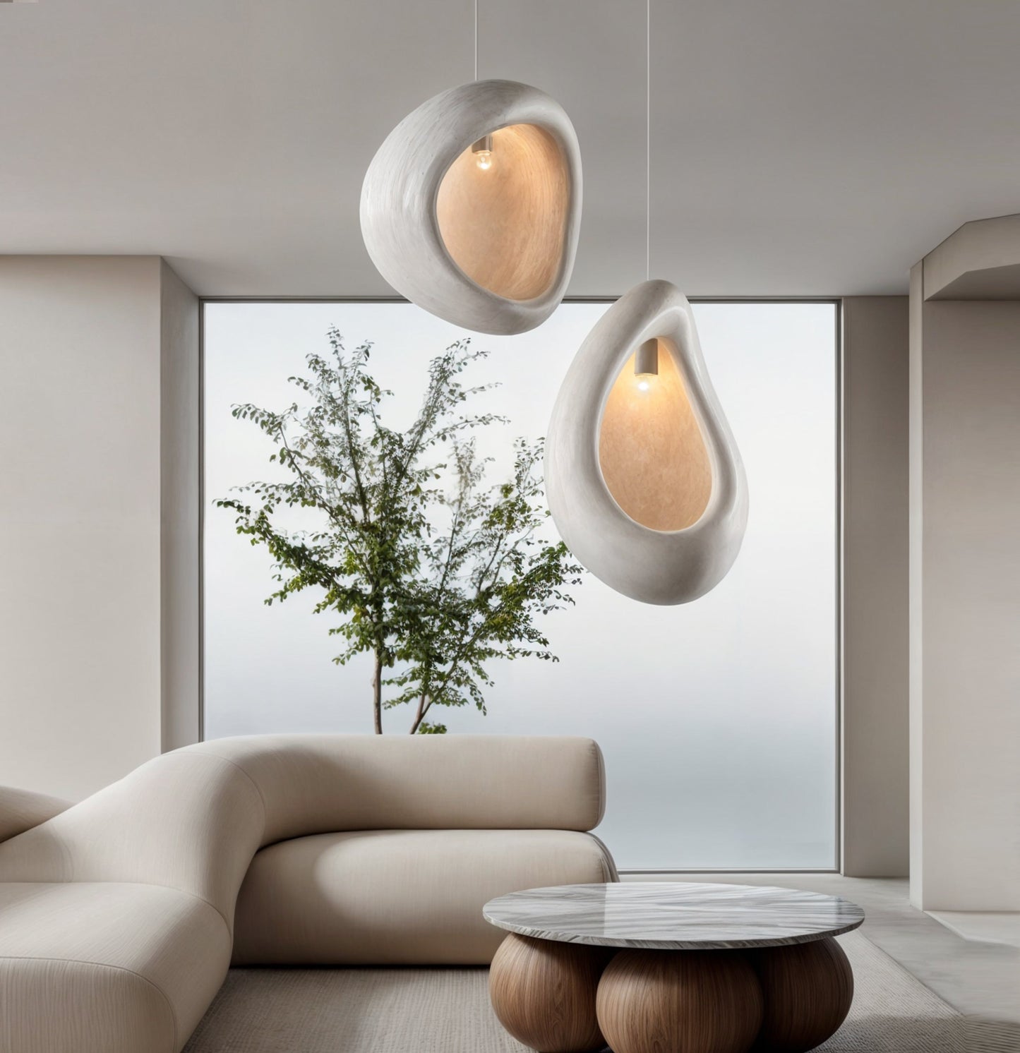 Seren Minimalistische Hars Plafondlamp – Moderne Dimbare Designlamp met Warm Licht voor Sfeervolle en Rustige Interieurs