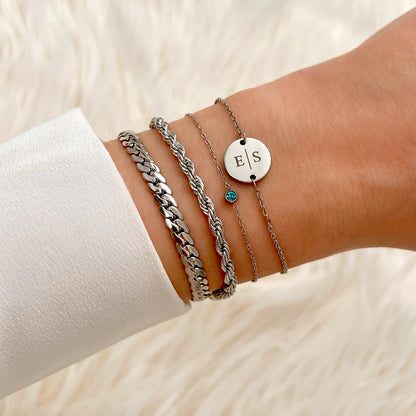 Geboortesteen Armband – Verstelbare Armband van Verguld 925 Sterling Zilver in Goud of Zilver | 12 Symbolische Steenkleuren per Geboortemaand | Luxe Verpakking