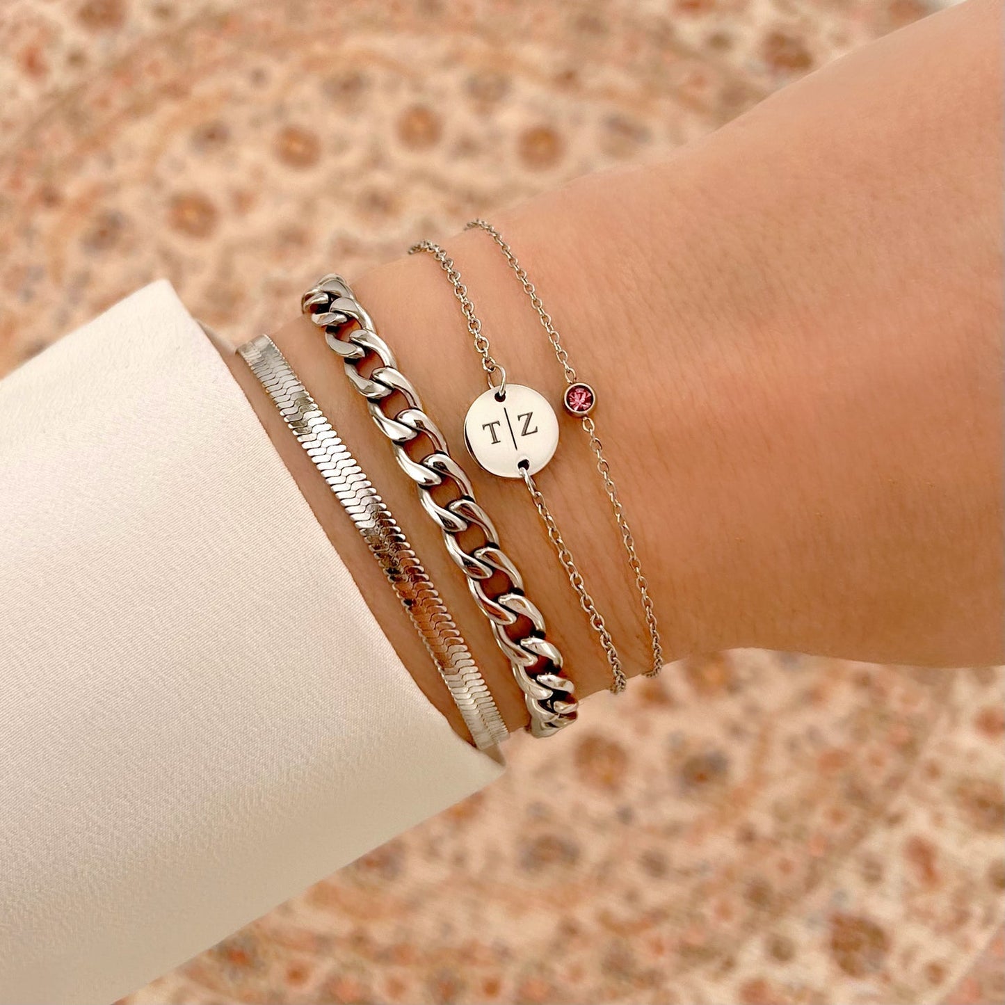 Geboortesteen Armband – Verstelbare Armband van Verguld 925 Sterling Zilver in Goud of Zilver | 12 Symbolische Steenkleuren per Geboortemaand | Luxe Verpakking